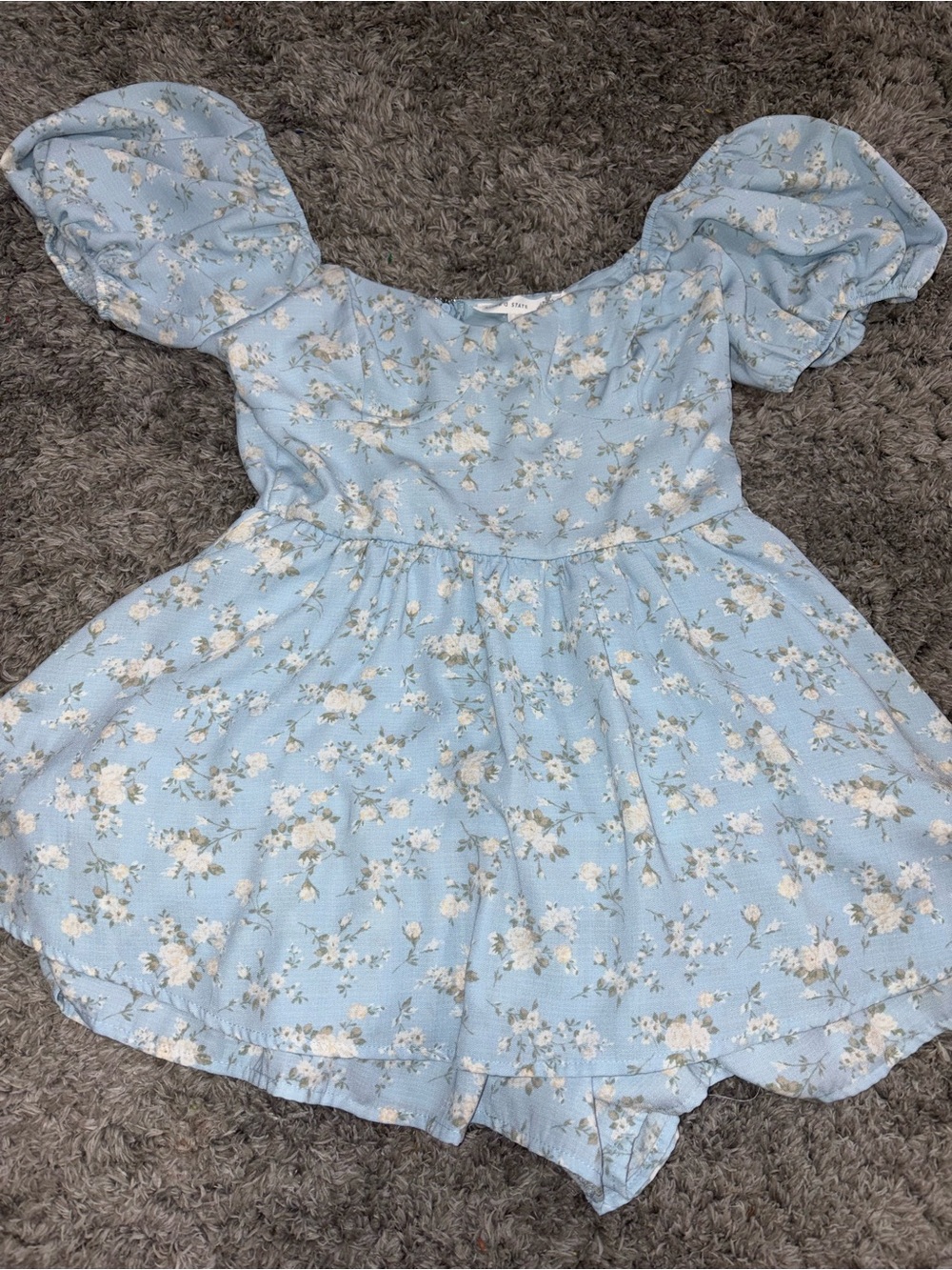 Altar'd State Light Blue Floral Mini Dress Romper